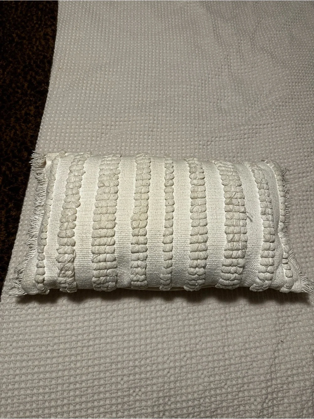 Pier 1 Striped Ivory Textured Accent Pillow - Soft Woven Design